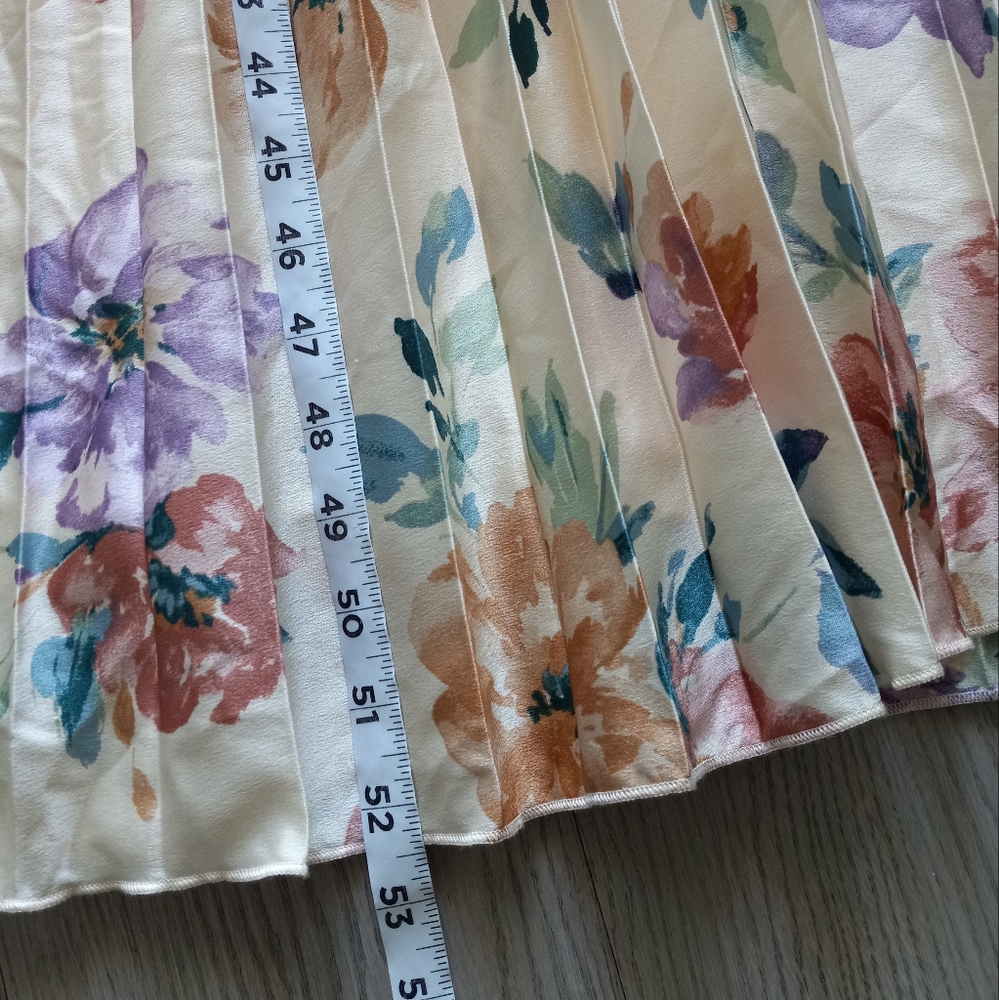 Abercrombie & Fitch Giselle Satin Pleated Floral Maxi Dress XL - Picture 15 of 16
